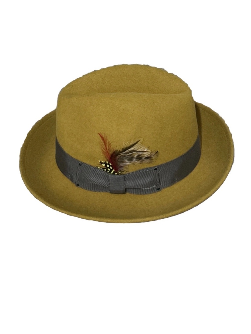 Bailey 1922 Genuine Fedora 100% Wool Mustard Yellow Hat Made In USA Size M